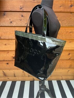 Jimmy Choo Black Patent Tote with Shimmer Trim